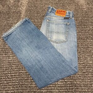 Lucky Brand Mens Jeans Size 33 Light Wash Blue Distressed Straight Leg Denim